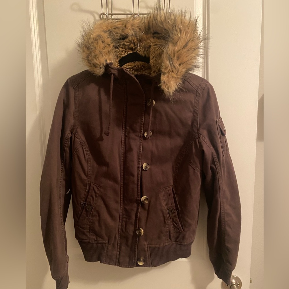 Old Navy Brown Fur Coat Size Medium